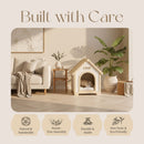 Indoor Dog House With Cushion Pet House For Small Dogs & Cats - Creamy White / Light Yellow by HouseOfZazla