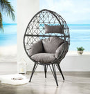 Aeven Patio Lounge Chair, Light Gray Fabric & Black Wicker