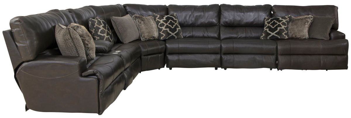 Como - 7 Piece Italian Leather Match Reclining Sectional, photo 4 of 40