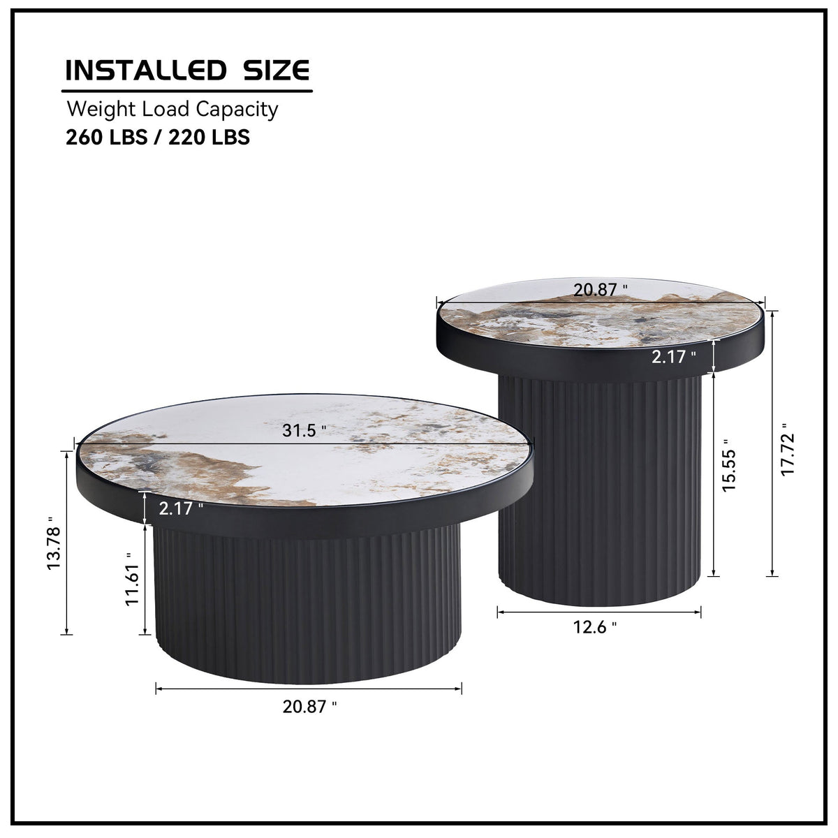 Set of 2 Coffee Tables with Sintered Stone Tabletops, photo 6 of 10