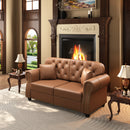63" Upholstered Faux Leather Sofa with Nailhead Trim