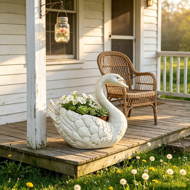 12.6'' Tall Swan Sculpture Planter, photo 5 of 10