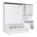 Multi Functional Murphy Bed With Sofa, Desk, And Storage Cabinet In, Full Size - White by HouseOfZazla