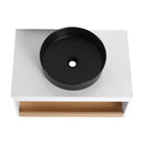 Floating Bathroom Vanity With Glossy Round Vessel Sink