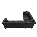 Sectional Sofa Couch for Living Room, L Shaped Reversible Modern Chesterfield Sofa with Rolled Arms and Nailhead, 5 Seat Tufted Couch for Small or Large Space(Black) PU Leather