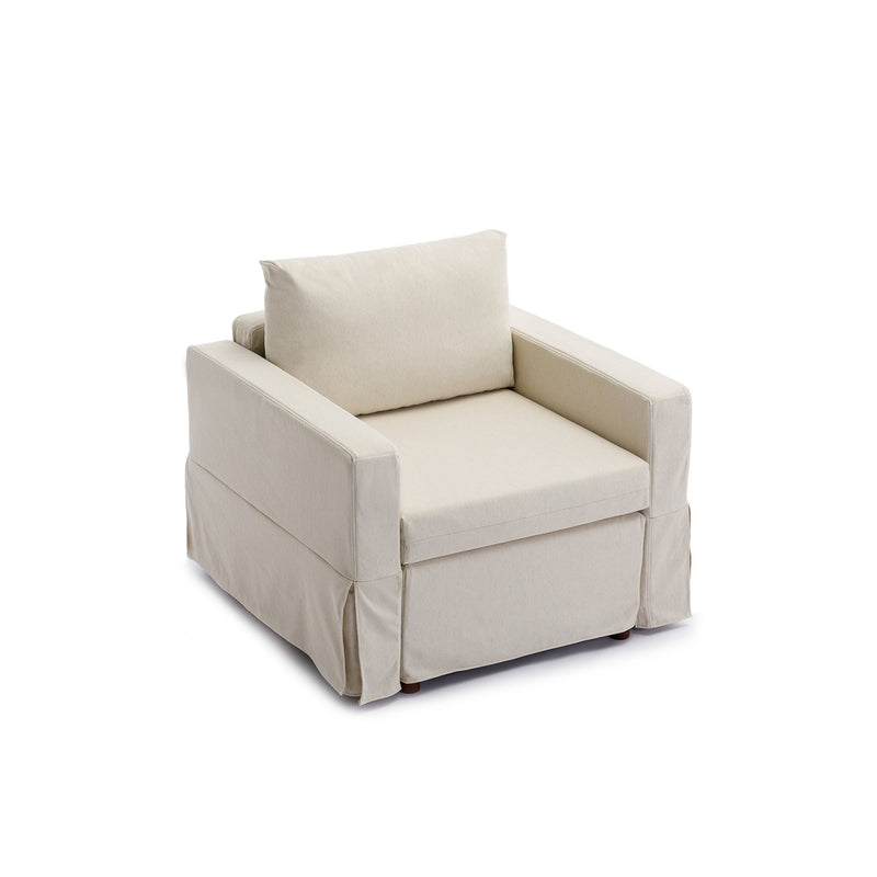 3 Seat Module Sectional Sofa Couch With 2 Ottoman,Seat Cushion and Back Cushion Removable and Washable,Cream
