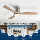 Low Profile Flush Mount Intergrated LED Ceiling Fan With Light And Silent Reversible Motor by HouseOfZazla