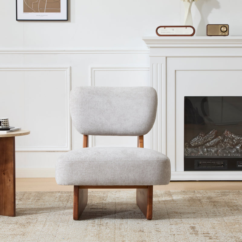 [Set of 2] Modern Lounge Chair with Polyester Upholstery, Sturdy Wood Base With Walnut Finish, Minimalist and Stylish Accent Seating for Living Room, Bedroom, or Office