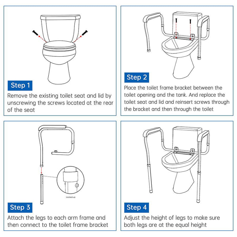 Yescom Handicap Toilet Safety Rail Grab Bar 375lbs Support Adjustable