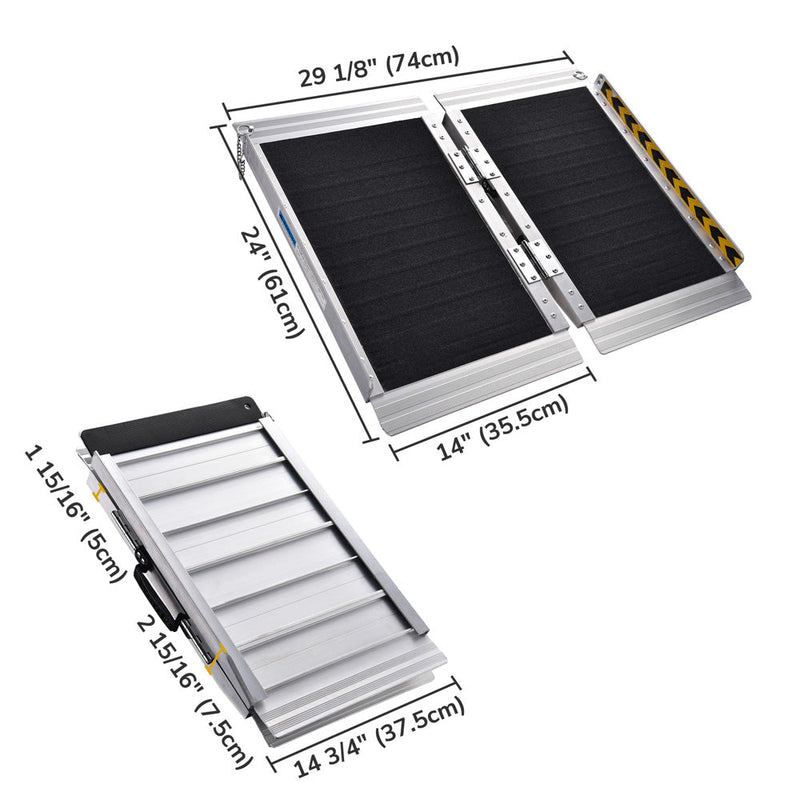 Yescom Wheelchair Ramp 600lb Capacity 2'x29" Aluminum w/ Non-Slip Surface