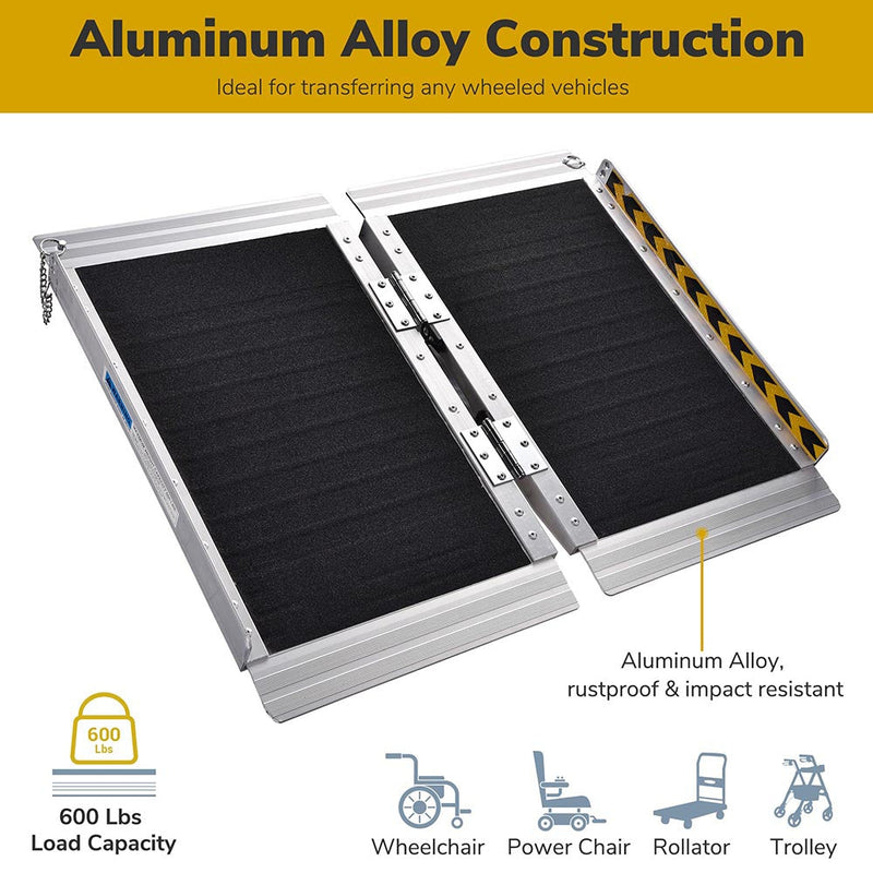 Yescom Wheelchair Ramp 600lb Capacity 2'x29" Aluminum w/ Non-Slip Surface