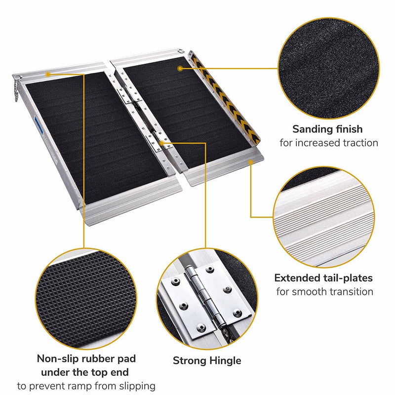 Yescom Wheelchair Ramp 600lb Capacity 2'x29" Aluminum w/ Non-Slip Surface