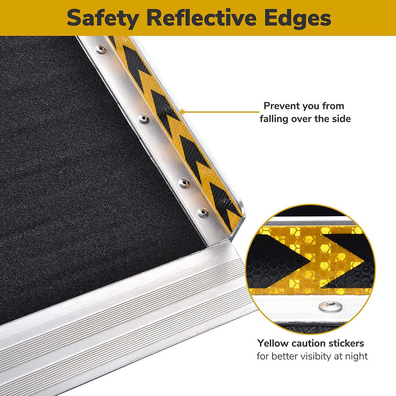 Yescom Wheelchair Ramp 600lb Capacity 6'x29" Aluminum w/ Non-Slip Surface