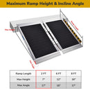 Yescom Wheelchair Ramp 600lb Capacity 6'x29" Aluminum w/ Non-Slip Surface