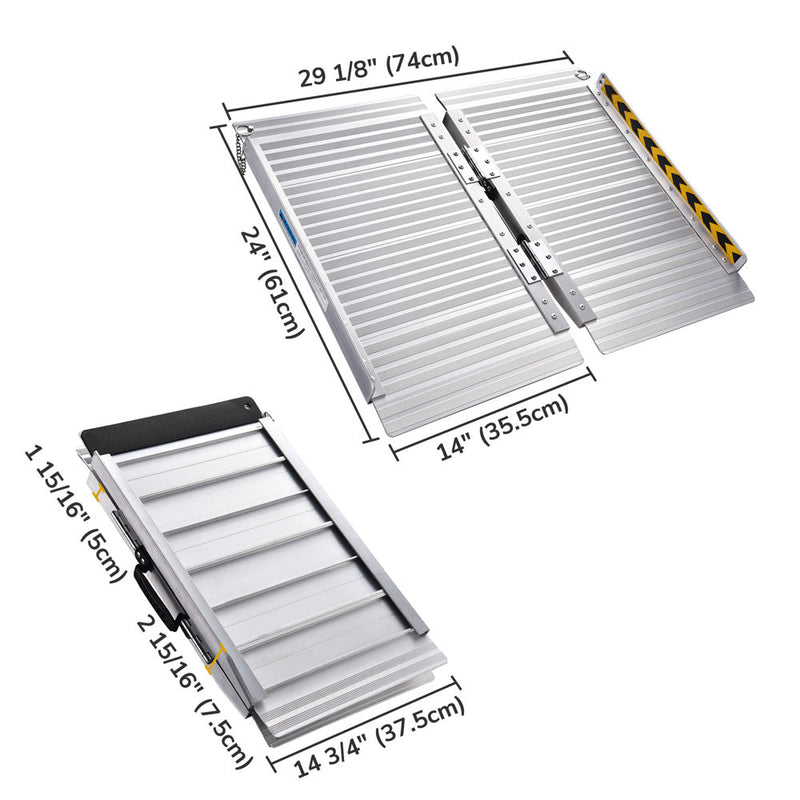 Yescom Wheelchair Ramp 600lb Capacity 2'x29" Aluminum Single-Step