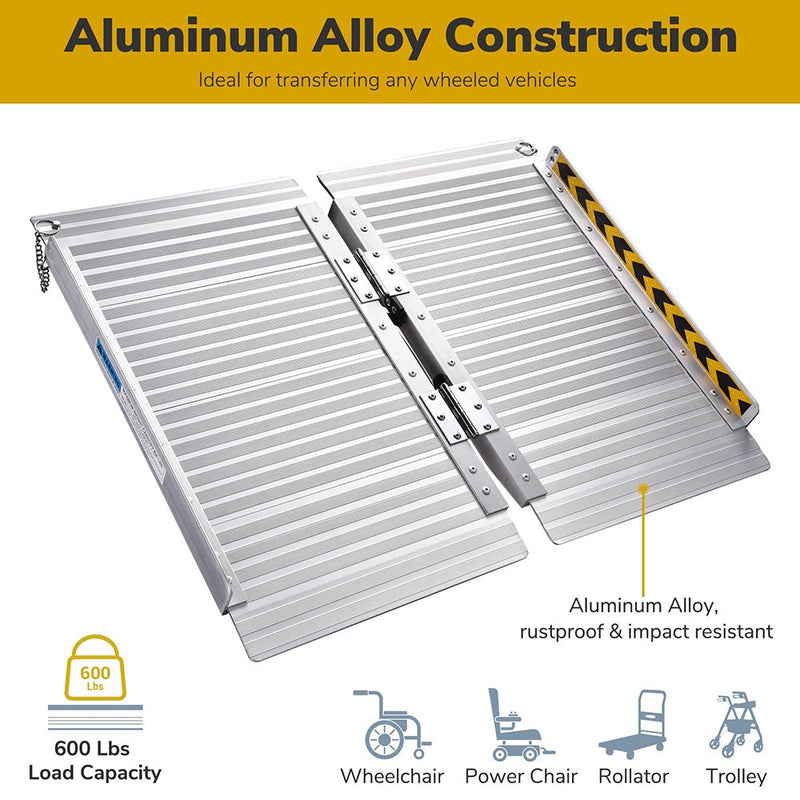 Yescom Wheelchair Ramp 600lb Capacity 2'x29" Aluminum Single-Step