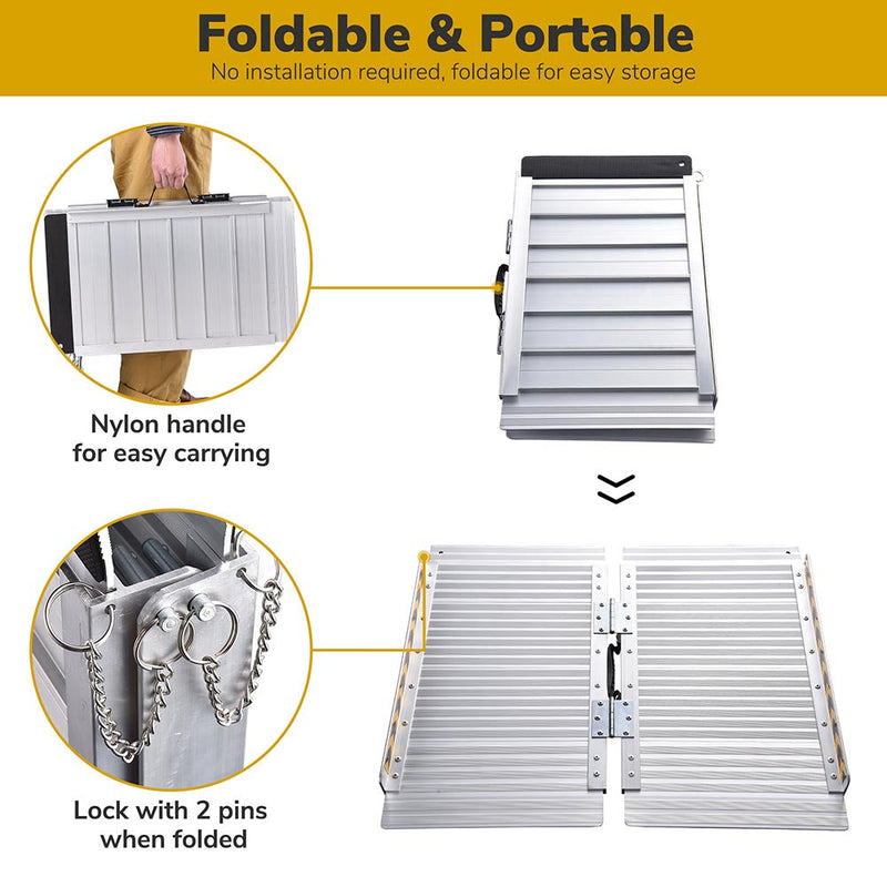 Yescom Wheelchair Ramp 600lb Capacity 2'x29" Aluminum Single-Step