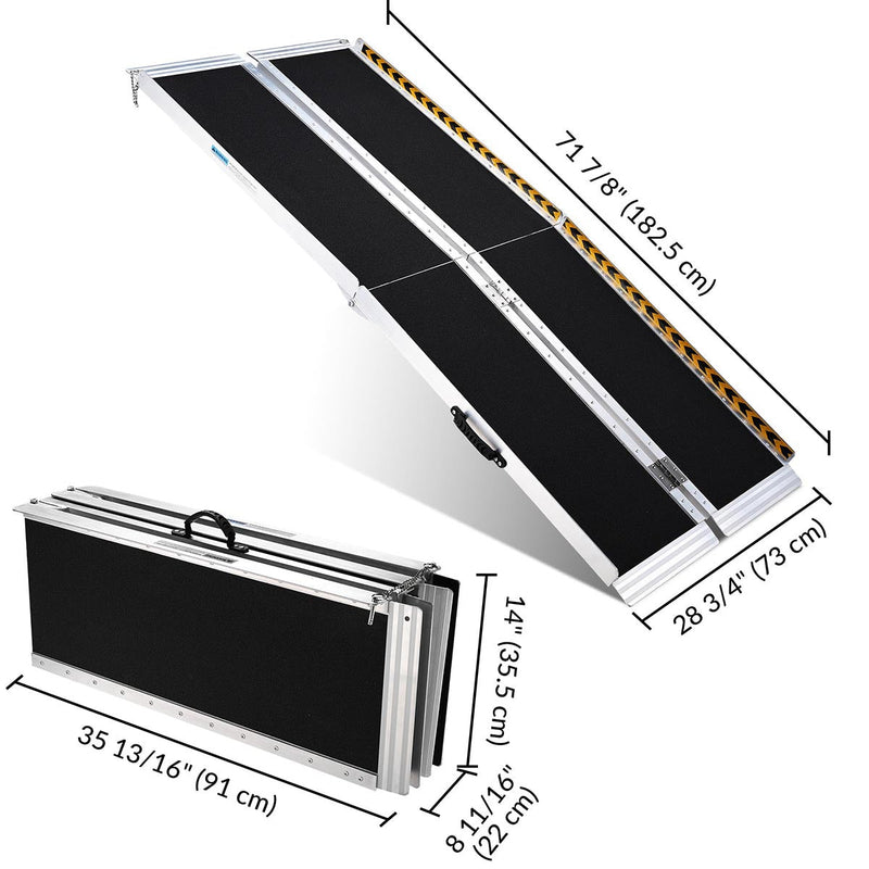 Yescom Wheelchair Ramp 600lb Capacity 6'x29" Aluminum w/ Non-Slip Surface