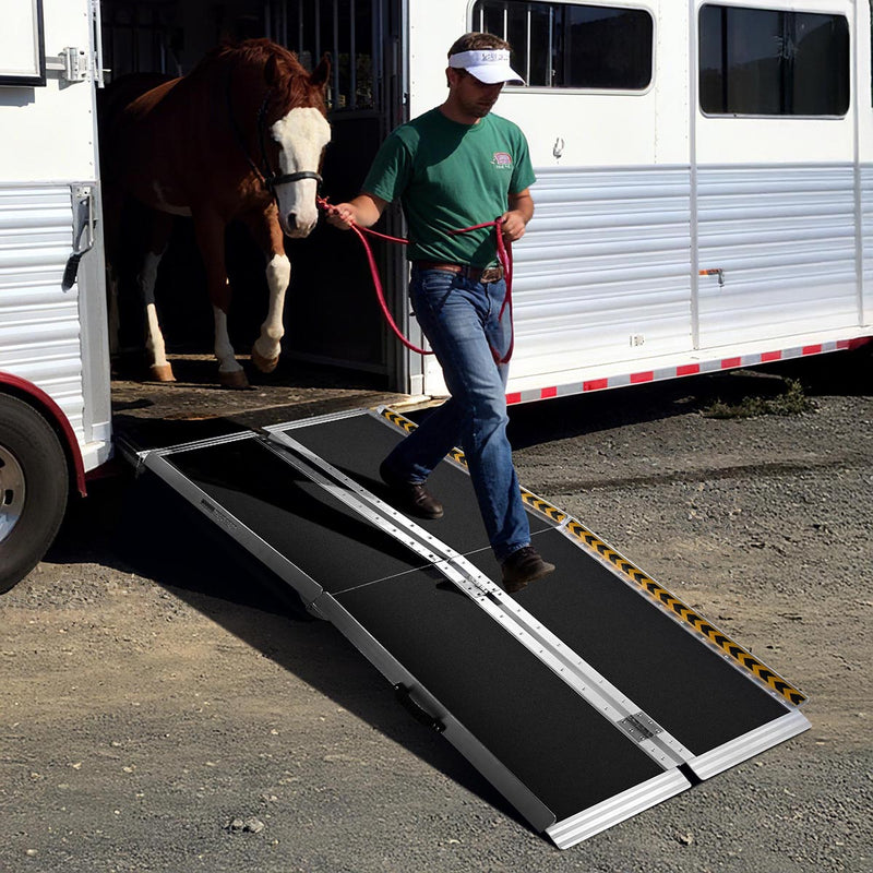 Yescom Wheelchair Ramp 600lb Capacity 6'x29" Aluminum w/ Non-Slip Surface