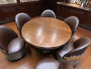 Whiskey & Wine Barrel Game Table Set — Poker Top and Dining Top Included, 6 Chairs