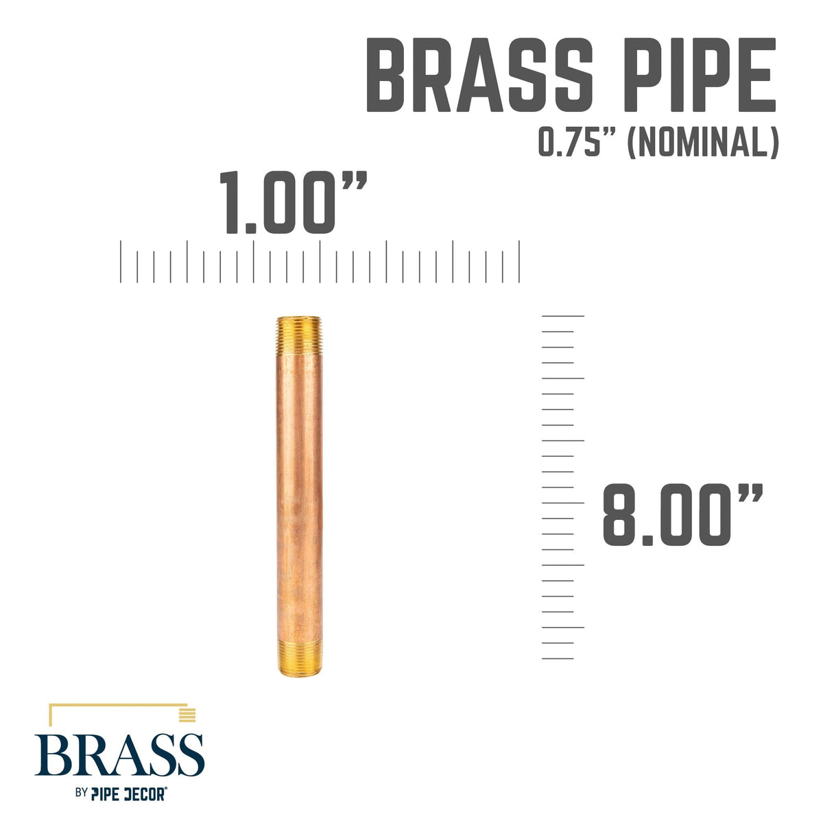 3/4 in. x 8 in. Red Brass Pipe, photo 2 of 9