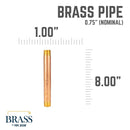 3/4 in. x 8 in. Red Brass Pipe