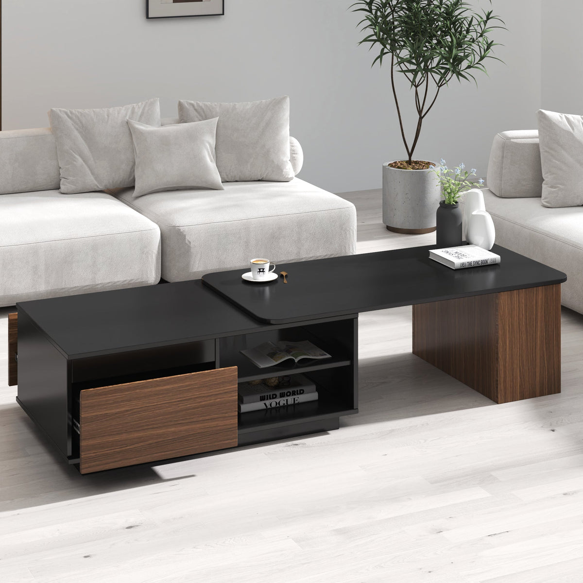 Extendable Coffee Table with 2 Storage Drawers, photo 2 of 10