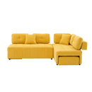 91.73" L-shaped Sofa Sectional Sofa Couch with 2 Stools and 2 Lumbar Pillows for Living Room, Yellow