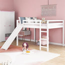 Full Loft Bed With Slide, Multifunctional Design - White by HouseOfZazla