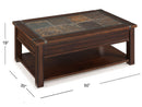 Roanoke - Rectangular Lift Top Cocktail Table (With Casters) - Cherry And Slate
