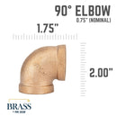 3/4 in. Red Brass 90 Degree Elbow