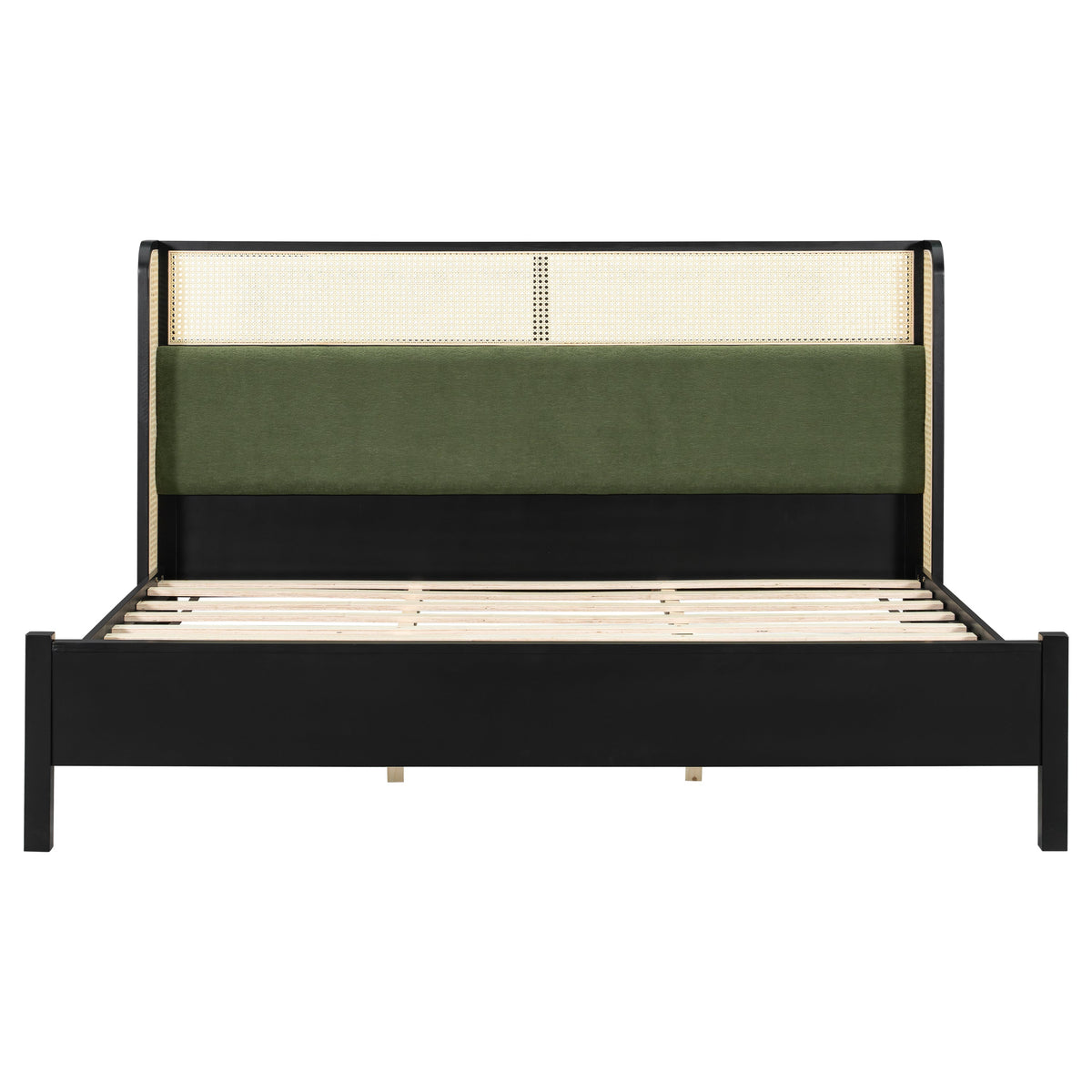 King Size Bed Frame with Black Frame and Green Upholstered Headboard, photo 4 of 10