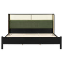 King Size Bed Frame with Black Frame and Green Upholstered Headboard by HouseOfZazla
