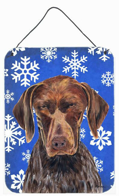 German Shorthaired Pointer Snowflakes Holiday Metal Wall or Door Hanging Prints