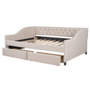 Upholstered Daybed With Two Drawers, Wood Slat Support by HouseOfZazla