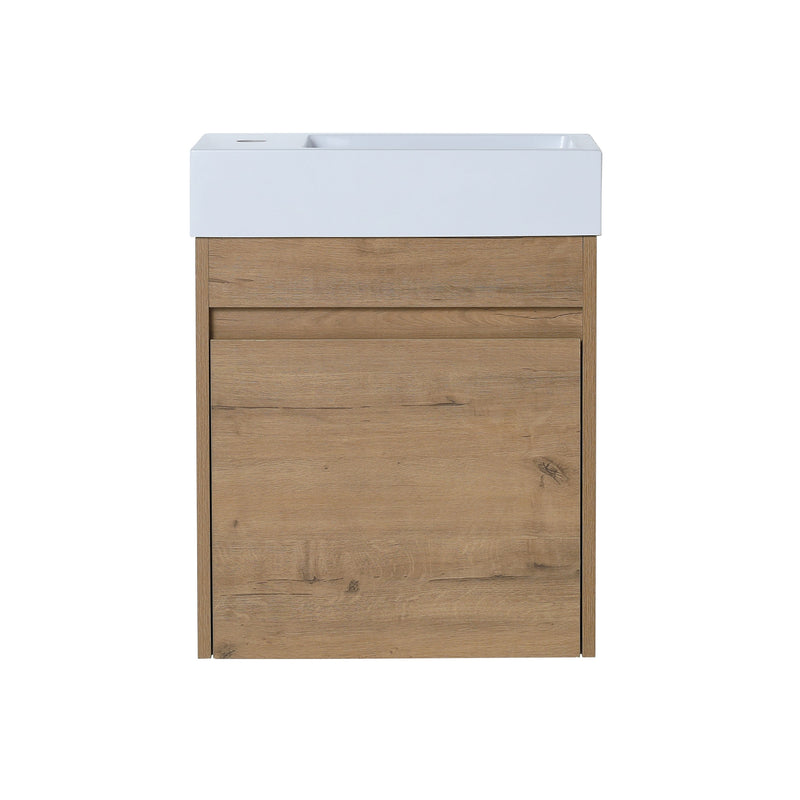 18" Floating Wall-Mounted Bathroom Vanity with White Resin Sink & Soft-Close Cabinet Door
