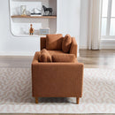 77.95'' Wide Modern Double-Sided Upholstered Chaise Lounge Indoor,Chenille Fabric Sleeper Sofa Couch With 4 Throw Pillows, Daybed with Rubberwood Legs For Living Room, Bedroom, Apartment,Caramel