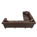 Man cave Sofa Couch for garage, Living Room, L Shaped Reversible Modern Chesterfield Sofa with Rolled Arms and Nailhead, 5 Seat Tufted Couch for Small or Large Space(Dark Brown) PU Leather