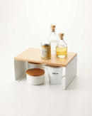 Stackable Countertop Shelf - Two Sizes - Steel + Wood by Yamazaki Home
