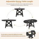 5-Piece Retro Functional Dining Set with Extendable Round Table with Removable Middle Leaf and 4 Upholstered Chairs for Dining Room and Living Room (Black)