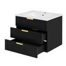 Wall Mounted Floating Cabinet With Side Cabinet Combo, Rectangular Ceramic Sink Vanity by Unique Piece Furniture