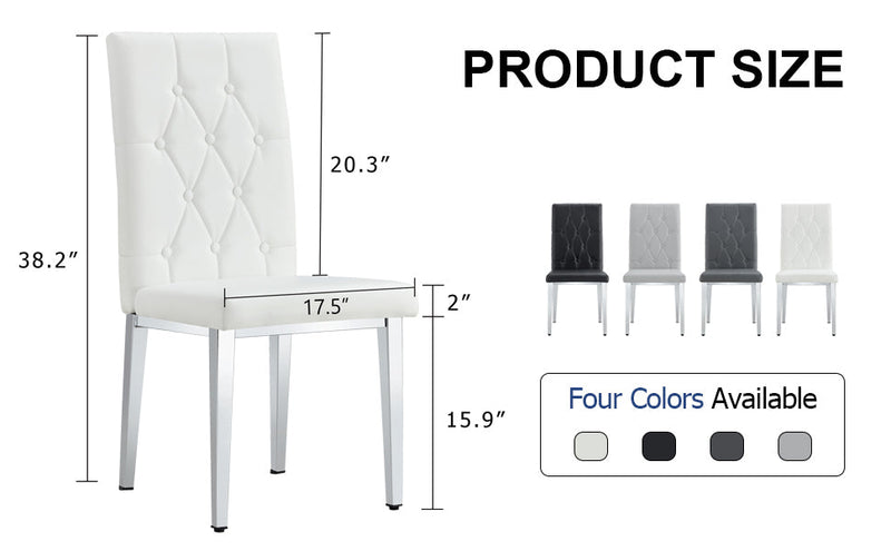 4-piece dining chair set, modern style kitchen soft cushion high backrest, with embedded buttons, metal leg office chair, suitable for restaurants, offices, and restaurants.
