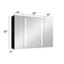 40x30 Inch LED Bathroom Medicine Cabinet Surface Mount Double Door Lighted Medicine Cabinet, Medicine Cabinets for Bathroom with Mirror Defogging, Dimmer Black
