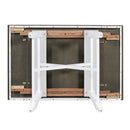 6-Piece Classic Dining Table Set, Rectangular Extendable Dining Table with two 12"W Removable Leaves and 4 Upholstered Chairs & 1 Bench for Dining Room (Brown+White)