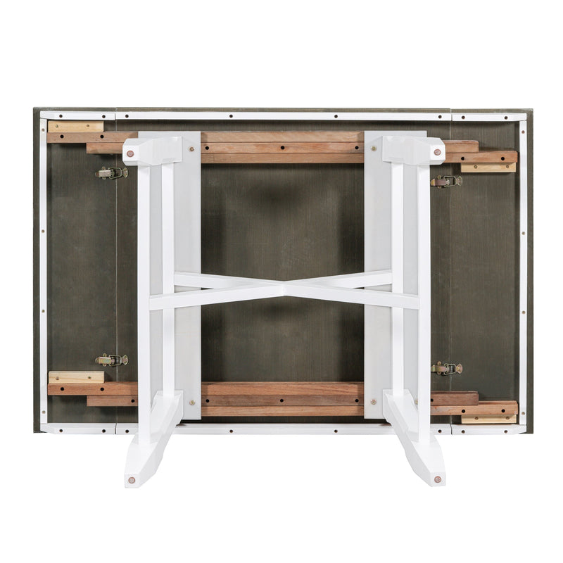 6-Piece Classic Dining Table Set, Rectangular Extendable Dining Table with two 12"W Removable Leaves and 4 Upholstered Chairs & 1 Bench for Dining Room (Brown+White)