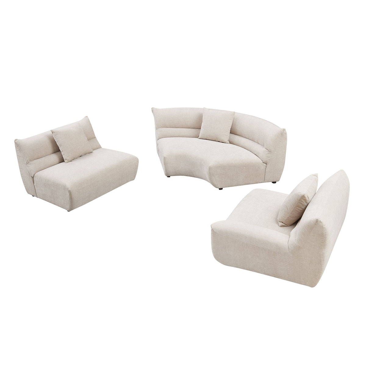 Modular Curved Sectional Sofa, 3-Piece Free-Form Configuration, photo 3 of 10