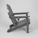 HDPE Folding Adirondack Chair with Dual Cup Holder - Gray