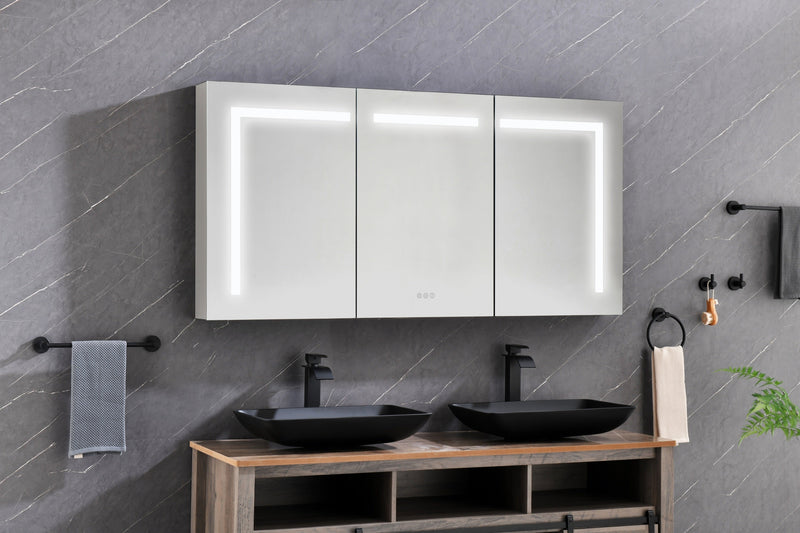 60in. W x 36 in. H LED Large Rectangular Aluminum Alloy Surface Mount Medicine Cabinet with Mirror