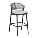 Outdoor Bar Height Metal Frame Counter Stools with Scallop-Shaped Backrest & Water-Resistant Cushions by HouseOfZazla