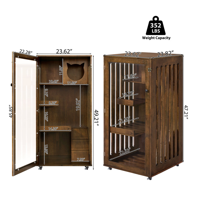 Basia Indoor Rubber Wood Cat Cabinet, photo 4 of 10